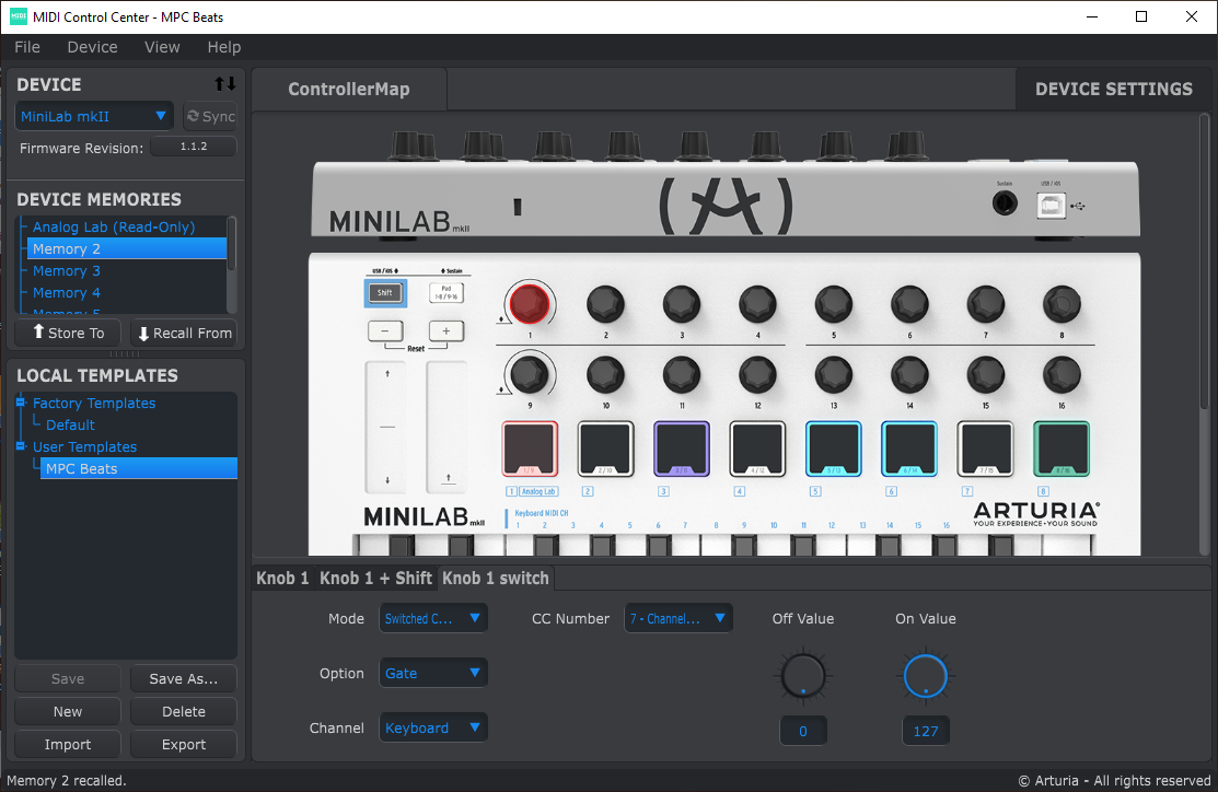 Arturia MIDI Control Center